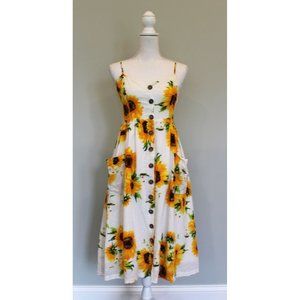 L'ATISTE By Amy Sunflower Button Down Dress Sundress, Size S Small XS